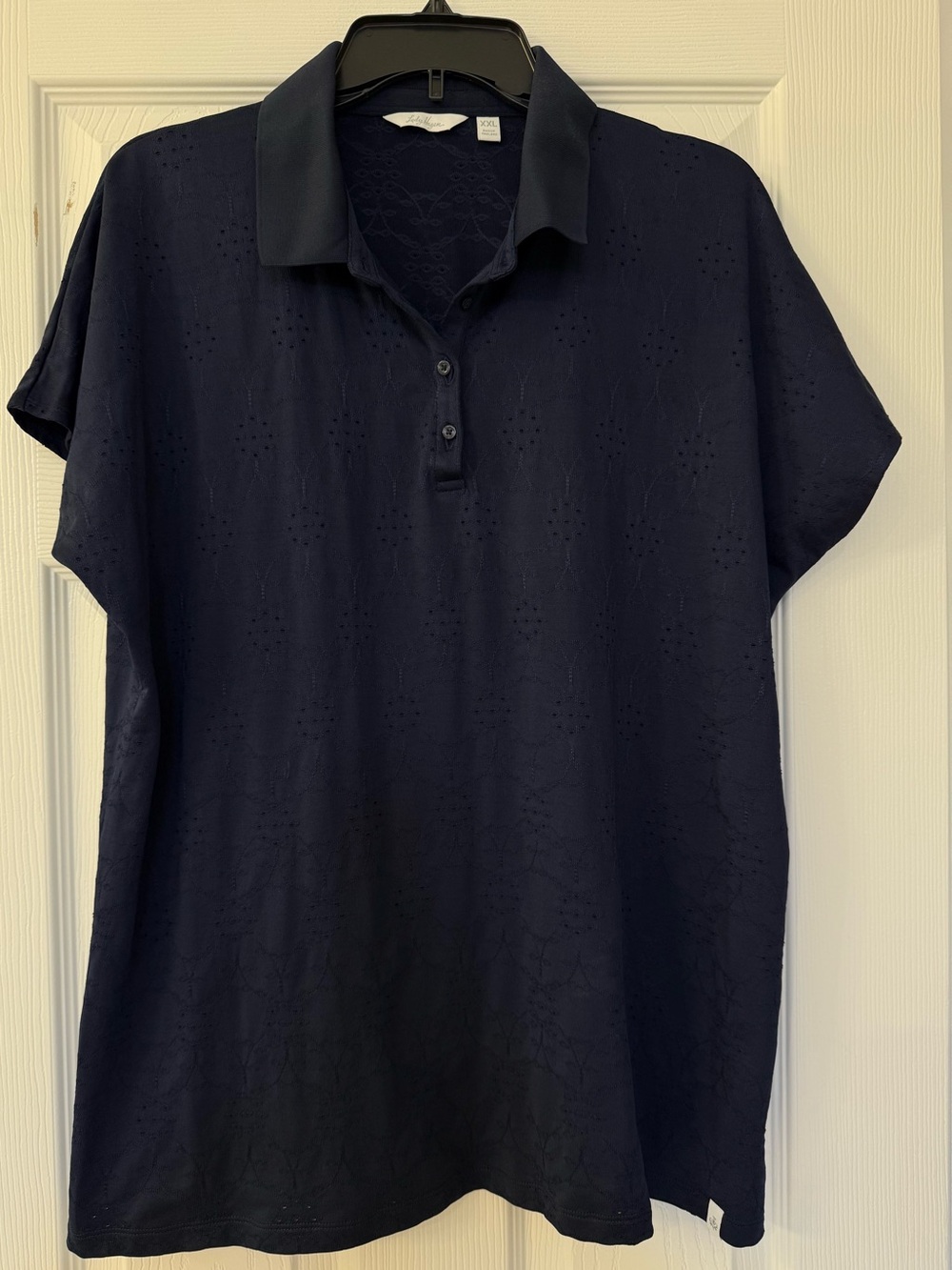 Lady Hagen Navy Eyelet Short-Sleeve Polo